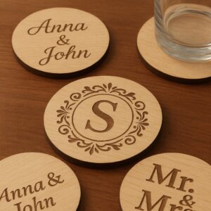 Custom Laser Engraved Coasters | Personalized Drink Coasters for Weddings & Gifts